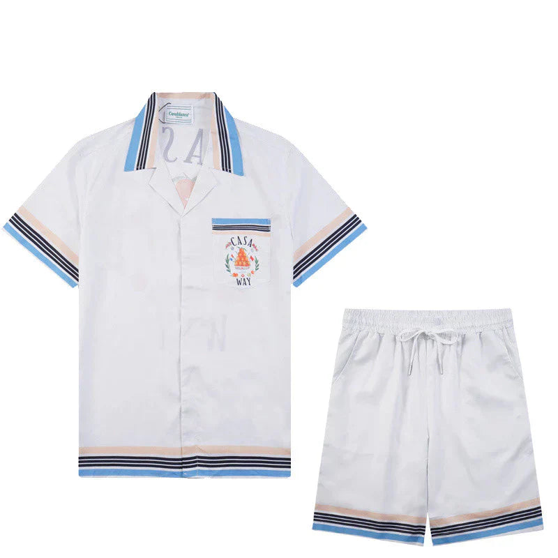 Casa Way Grand Prix Riviera Silk Shirt & Shorts Set