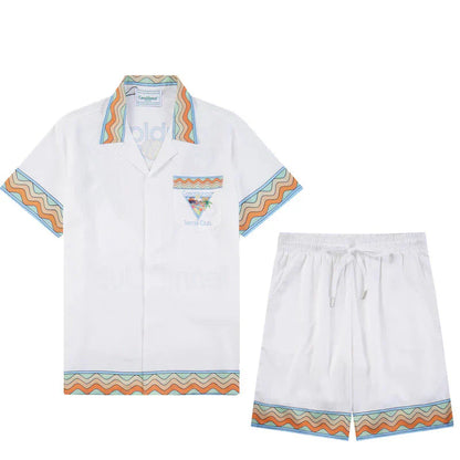 Casa Tennis Club Santorini Horizon Silk Shirt & Shorts Set