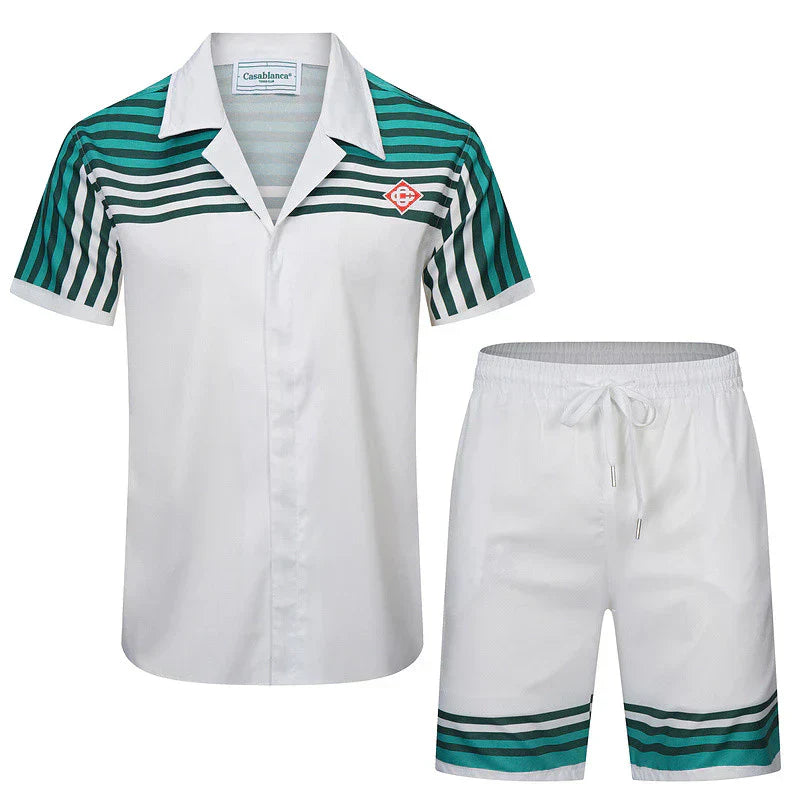 Casa Tennis Marina Bay Classic Silk Shirt & Shorts Set
