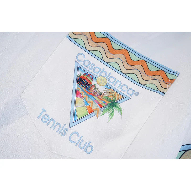 Casa Tennis Club Santorini Horizon Silk Shirt & Shorts Set