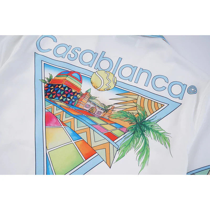 Casa Tennis Club Santorini Horizon Silk Shirt & Shorts Set